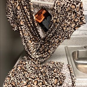 Leopard high low wrap dress